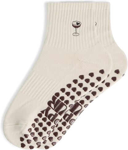 Pilates Non-Slip Crew Socks with Espresso Martini Design in Saudi Arabia