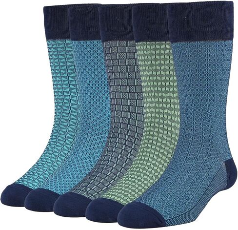 Men's Dress Socks - Premium Bamboo Fiber Patterned Socks, Business Casual, 5-Pair Crew Socks in Saudi Arabia