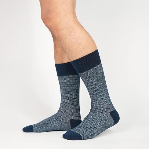 Men's Dress Socks - Premium Bamboo Fiber Patterned Socks, Business Casual, 5-Pair Crew Socks in Saudi Arabia