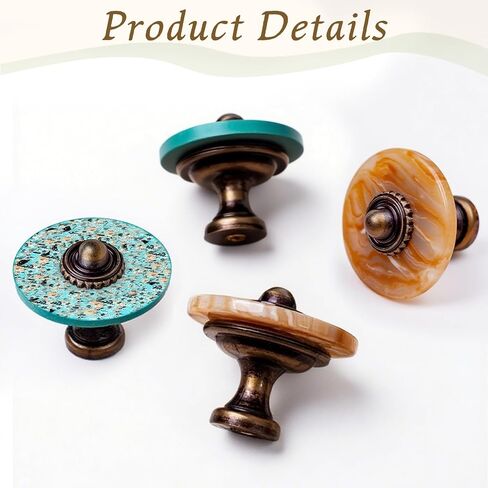 Cabinet Pulls, 6Pcs Stone Pattern Plastics Cabinet Knobs with Screws, Drawer Pull Handles for Dresser Wardrobe Cupboard Decorative (Amber) in Saudi Arabia