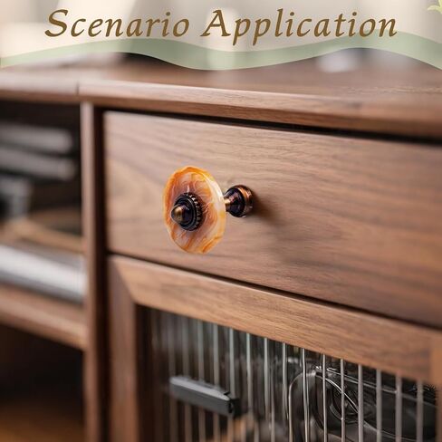 Cabinet Pulls, 6Pcs Stone Pattern Plastics Cabinet Knobs with Screws, Drawer Pull Handles for Dresser Wardrobe Cupboard Decorative (Amber) in Saudi Arabia