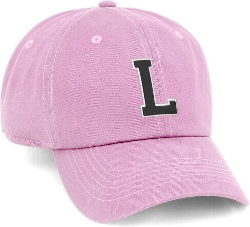 I&W Hatgear حرف مخصص قبعة بيسبول أولية من الألف إلى الياء، ألوان الفريق، قبعة وردية وأبيض وأسود in Kuwait