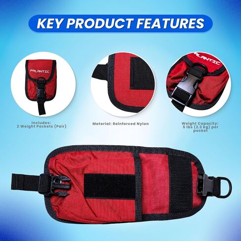 Scuba Choice Palantic Scuba Diving Weight Pocket Pouch with QR Buckles, Pair, Red in Saudi Arabia