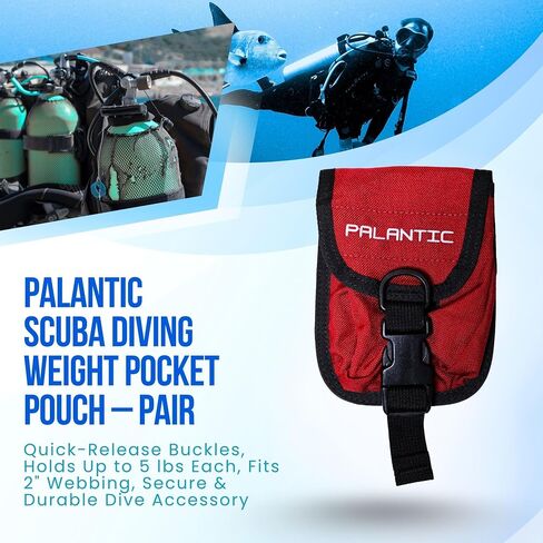 Scuba Choice Palantic Scuba Diving Weight Pocket Pouch with QR Buckles, Pair, Red in Saudi Arabia