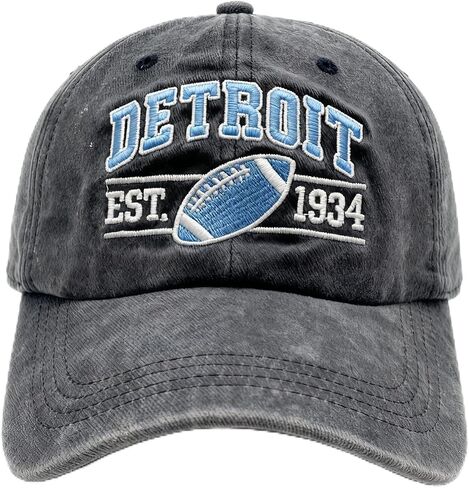 Embroidered City Hat for Men Women Vintage Washed Denim Football Fans Hat Adjustable Cotton Baseball Cap in Saudi Arabia