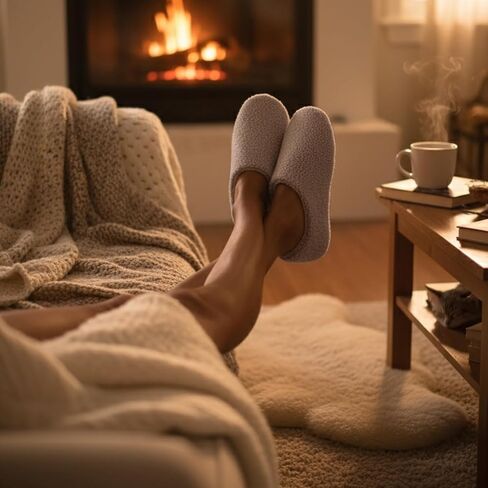 Women's Fuzzy Fleece Closed Back Warm Indoor Slipper House Slipper in Kuwait