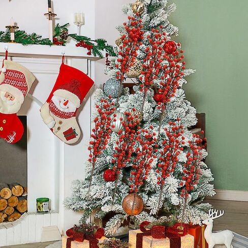 الاصطناعي عيد الميلاد زهرة التوت الأحمر هولي يترك فرع إكليل DIY لشجرة عيد الميلاد الحلي السنة الجديدة حزب المنزل المورد (3 شوك - 37 سم) in Saudi Arabia