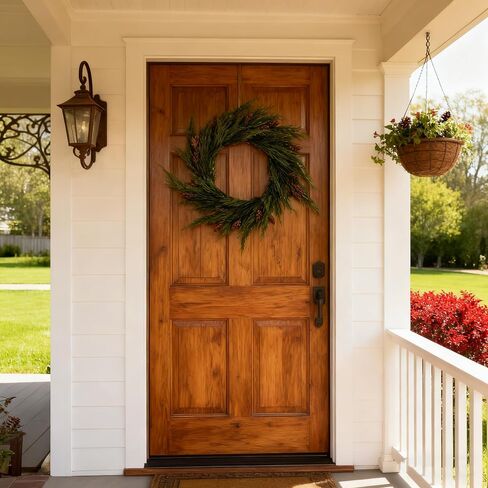 2pcs 24inch Artificial Dragon Cypress & Norfolk Pine Wreaths - Christmas Wreath, Norfolk Pine Wreaths, Cedar Wreath, Winter Wreath, Real Touch, Front Door, Indoor & Outdoor Christmas Decor in Saudi Arabia