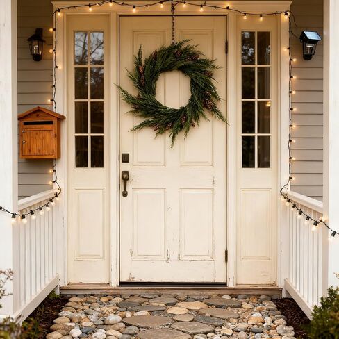 2pcs 24inch Artificial Dragon Cypress & Norfolk Pine Wreaths - Christmas Wreath, Norfolk Pine Wreaths, Cedar Wreath, Winter Wreath, Real Touch, Front Door, Indoor & Outdoor Christmas Decor in Saudi Arabia