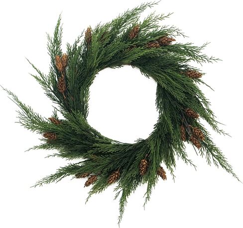 2pcs 24inch Artificial Dragon Cypress & Norfolk Pine Wreaths - Christmas Wreath, Norfolk Pine Wreaths, Cedar Wreath, Winter Wreath, Real Touch, Front Door, Indoor & Outdoor Christmas Decor in Saudi Arabia