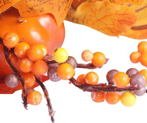 Fall Harvest Wreath with LED Lights, 11.81 inch, Maple Leaves with Pumpkins Pine Cones and Berries, Fall Wreaths Autumn Wreath for Front Door Home Porch Wall Indoor Outdoor Thanksgiving Decor in Saudi Arabia