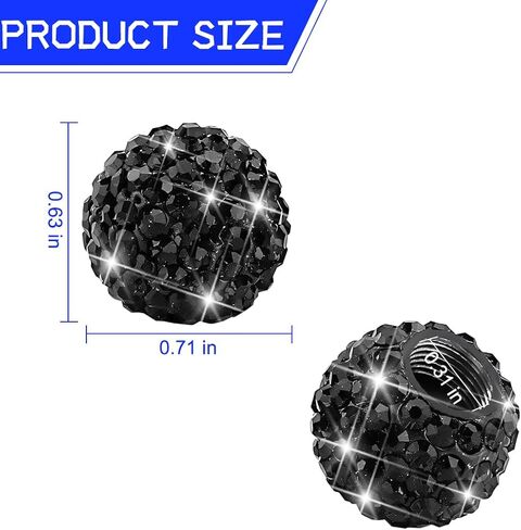 Bling Car Tire Valve Stem Caps, 4PCS Crystal Rhinestones Dustproof Vehicle Wheel Tyre Valve Caps for Women Girl, Auto Exterior Accessories, Universal for SUV Motorcycle Truck (Black) in Saudi Arabia