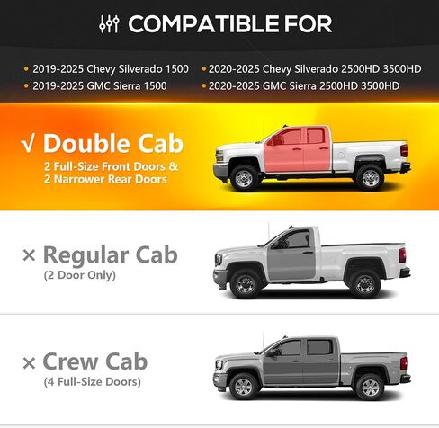 لوحات الجري بخطوات جانبية متوافقة مع 2019-2025 Chevy Silverado & GMC Sierra 1500، 2020-2025 شيفروليه سيلفرادو/GMC Sierra 2500 HD 3500 HD كابينة مزدوجة/ممتدة، تصميم Nerf Bar بدرجين in Saudi Arabia