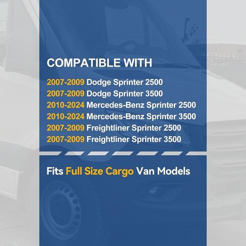 لوحات تشغيل Auto Dynasty متوافقة مع 2007-2024 Dodge Mercedes-Benz Freightliner Sprinter 2500 3500 شاحنة شحن كاملة الحجم، قضبان Nerf للسكك الحديدية الجانبية من الفولاذ المقاوم للصدأ، 6.5 بوصة × 36 بوصة يسارًا / 96 بوصة يمينًا in Saudi Arabia