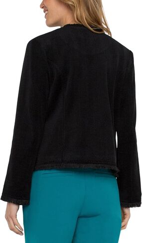 Liverpool Women's Collarless Jacket with Frayed Edges Textured Chevron Chenille in Saudi Arabia