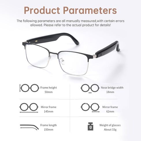 Bluetooth Audio Smart Blue Light Glasses for Men & Women, Blue Light Filtering & Open Ear Sound Smart Glasses with Mic & Speakers - Touch & Voice Assistant Compatible for Office,Music,Answering Calls in Kuwait