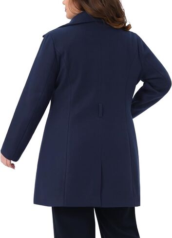 Agnes Orinda Plus Size Pea Coat for Women Lapel Long Sleeves Single Breasted Overcoat Pockets Winter Outerwear with Belt in Saudi Arabia