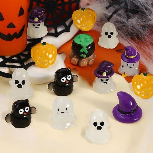 20PCS Grow in The Dark Mini Halloween Figurines - Holiday Decor, Ghost & Bat Figurines, Garden & Home DIY Party Decor in Saudi Arabia