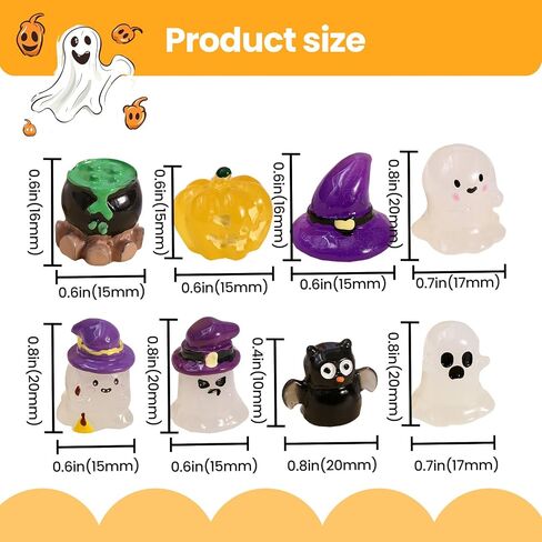 20PCS Grow in The Dark Mini Halloween Figurines - Holiday Decor, Ghost & Bat Figurines, Garden & Home DIY Party Decor in Saudi Arabia