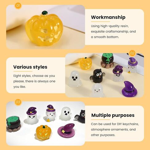 20PCS Grow in The Dark Mini Halloween Figurines - Holiday Decor, Ghost & Bat Figurines, Garden & Home DIY Party Decor in Saudi Arabia