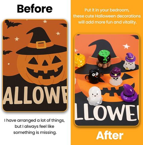 20PCS Grow in The Dark Mini Halloween Figurines - Holiday Decor, Ghost & Bat Figurines, Garden & Home DIY Party Decor in Saudi Arabia