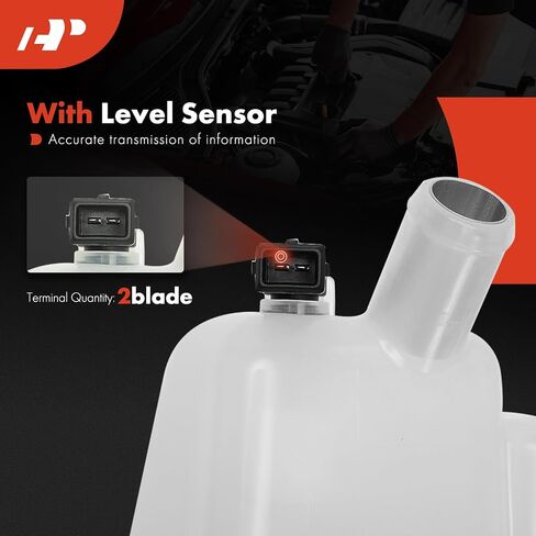 A-Premium Engine Coolant Overflow Recovery Reservoir Tank [with Cap & Sensor] Compatible with Ford Mustang 1997 1998 1999 2000, 4.6L - Front Side in Saudi Arabia