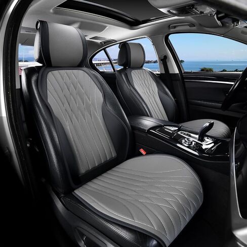 Leather Car Seat Covers, Front and Rear Seat Covers for Cars Waterproof Anti-Scratch, Automotive Seat Protector Universal Fit for Most Cars (Black&Gray, Full Set) in Kuwait