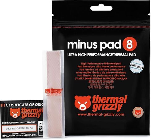 Thermal Grizzly - Minus Pad 8 (120x20x0,5mm) - وسادة حرارية موصلة للتبريد ذاتية اللصق - وسادة حرارية سيليكون مرنة وقابلة للتكيف CPU/GPU/PS4/PS5/Xbox in Saudi Arabia