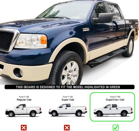 درع HD Ridez Hybrid Rocker Steps Armor متوافق مع Ford F150 2004-2008 SuperCrew Cab (قضبان جانبية لخطوات Nerf) in Saudi Arabia