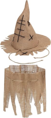 Eurzom 2 Pcs Halloween Scarecrow Costume Accessories for Men Women Burlap Scarecrow Hat Burlap Collar for Halloween Cosplay Party Supplies in Saudi Arabia