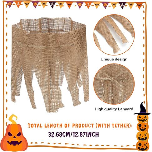 Eurzom 2 Pcs Halloween Scarecrow Costume Accessories for Men Women Burlap Scarecrow Hat Burlap Collar for Halloween Cosplay Party Supplies in Saudi Arabia