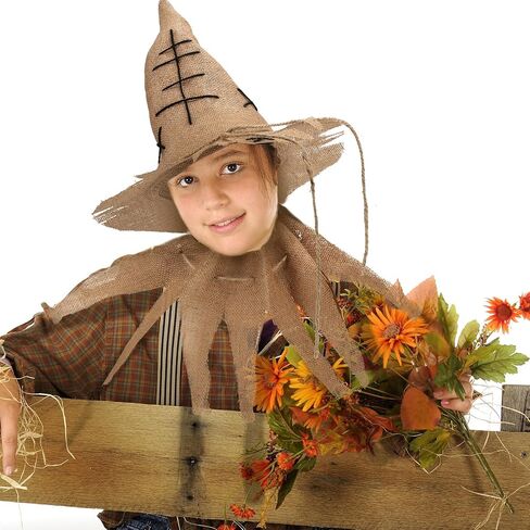 Eurzom 2 Pcs Halloween Scarecrow Costume Accessories for Men Women Burlap Scarecrow Hat Burlap Collar for Halloween Cosplay Party Supplies in Saudi Arabia