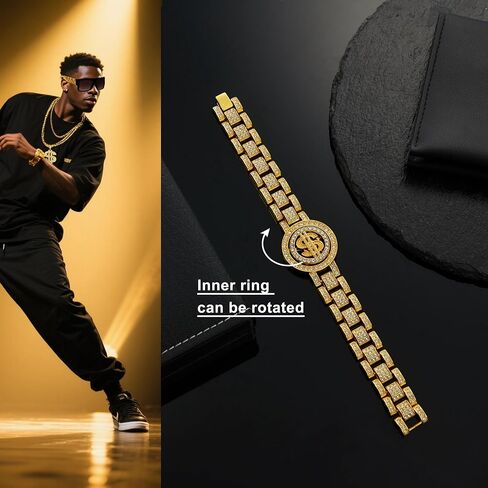 90s Hip Hop 80s Costume Accessories for Men Gold Cosplay Rapper Jewelry Kit in Kuwait