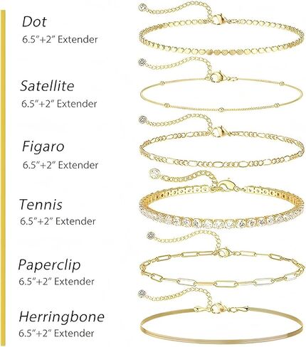 Gold Bracelets for Women, 6 PCS Waterproof Bracelet Set, 14K Stackable Gold Bracelets for Women in Saudi Arabia