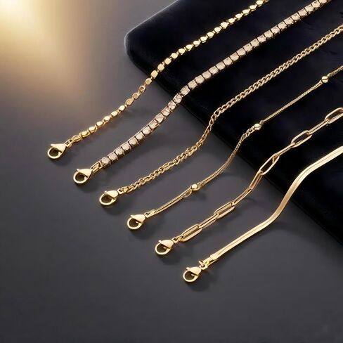 Gold Bracelets for Women, 6 PCS Waterproof Bracelet Set, 14K Stackable Gold Bracelets for Women in Saudi Arabia