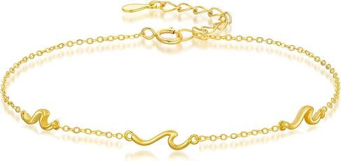 14k Gold Wave Bracelet 14k Solid Gold Wave Bracelet Ocean Beach Jewelry Christmas Gifts for Women in Saudi Arabia