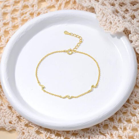 14k Gold Wave Bracelet 14k Solid Gold Wave Bracelet Ocean Beach Jewelry Christmas Gifts for Women in Saudi Arabia