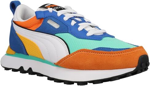 حذاء رياضي PUMA Kids Boys Rider Fv Future Vintage برباط كاجوال - أزرق، أخضر، برتقالي - مقاس 5 M in Saudi Arabia