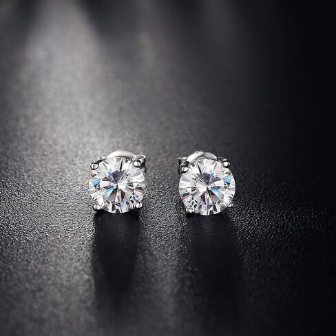 أقراط JiaYang Sparkling CZ للرجال والنساء - فضة استرليني مضادة للحساسية، قطع دائرية/مربع مقاس 4 مم - 8 مم in Kuwait