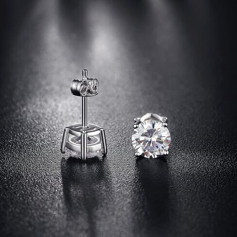 أقراط JiaYang Sparkling CZ للرجال والنساء - فضة استرليني مضادة للحساسية، قطع دائرية/مربع مقاس 4 مم - 8 مم in Kuwait
