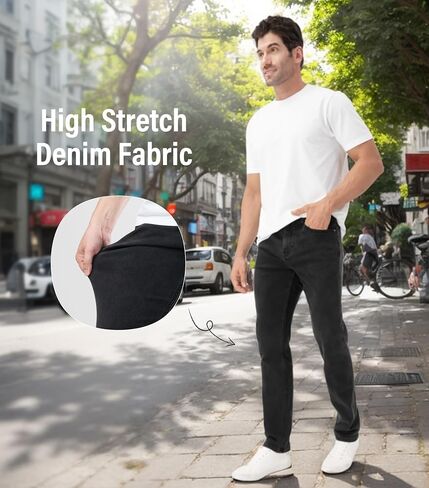Men's Slim Fit Jeans Stretch Relaxed Fit Fashion Denim Pants in Saudi Arabia