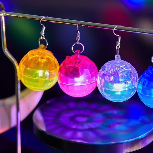 Henoyso 4 Pairs 70s Light up Disco Ball Earrings LED 60s 70s Long Short Light Earrings for Women Bachelorette Party Dance Party Glow Accessories in Kuwait
