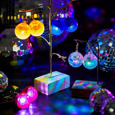 Henoyso 4 Pairs 70s Light up Disco Ball Earrings LED 60s 70s Long Short Light Earrings for Women Bachelorette Party Dance Party Glow Accessories in Kuwait