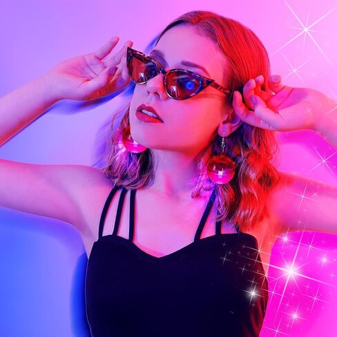 Henoyso 4 Pairs 70s Light up Disco Ball Earrings LED 60s 70s Long Short Light Earrings for Women Bachelorette Party Dance Party Glow Accessories in Kuwait