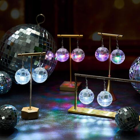 Henoyso 4 Pairs 70s Light up Disco Ball Earrings LED 60s 70s Long Short Light Earrings for Women Bachelorette Party Dance Party Glow Accessories in Kuwait