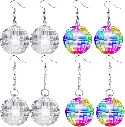 Henoyso 4 Pairs 70s Light up Disco Ball Earrings LED 60s 70s Long Short Light Earrings for Women Bachelorette Party Dance Party Glow Accessories in Kuwait
