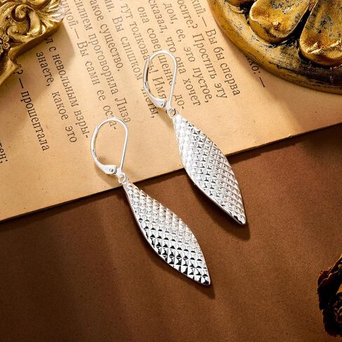 ALEXCRAFT 14K الذهب أقراط طويلة تتدلى للنساء، الفضة الاسترليني قطرة Leverback أقراط العصرية هيبوالرجينيك الذهب مطروق الفرنسية هوك الخواتم اليدوية ورقة تتدلى الخواتم للنساء هدايا المجوهرات in Kuwait