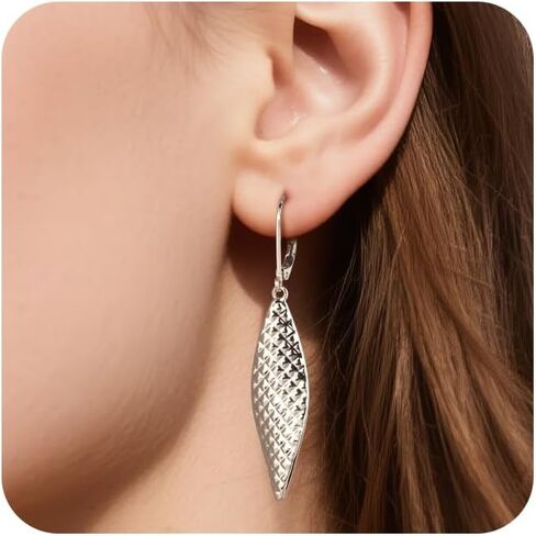 ALEXCRAFT 14K الذهب أقراط طويلة تتدلى للنساء، الفضة الاسترليني قطرة Leverback أقراط العصرية هيبوالرجينيك الذهب مطروق الفرنسية هوك الخواتم اليدوية ورقة تتدلى الخواتم للنساء هدايا المجوهرات in Kuwait