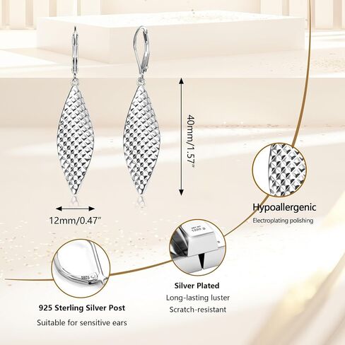 ALEXCRAFT 14K الذهب أقراط طويلة تتدلى للنساء، الفضة الاسترليني قطرة Leverback أقراط العصرية هيبوالرجينيك الذهب مطروق الفرنسية هوك الخواتم اليدوية ورقة تتدلى الخواتم للنساء هدايا المجوهرات in Kuwait