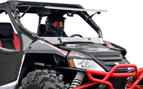 الزجاج الأمامي القابل للطي 3 في 1 المقاوم للخدش من SuperATV لعام 2012-2018 Arctic Cat Wildcat 1000، 4 1000، صنع في الولايات المتحدة الأمريكية، مصنوع من البولي كربونات بسمك 1/4 بوصة أقوى 250 مرة من الزجاج، معدة للفتح أو التهوية أو الإغلاق in Saudi Arabia